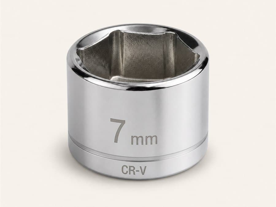 Representative AI image of generic chrome socket or drive adapter for Cornwell AJM0740X; actual size and markings may differ